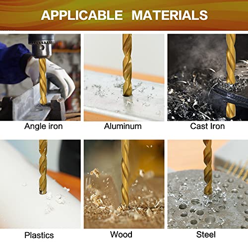 GMTOOLS 10 Pcs 1/8" Titanium Coated Twist Hex Shank Drill Bit Set, 135 Degree Tip HSS Impact Drill Bit Set with Storage Case for Metal, Aluminum, Steel, Wood, Plastic, Quick Change Design - style: 1/8"-10PCS