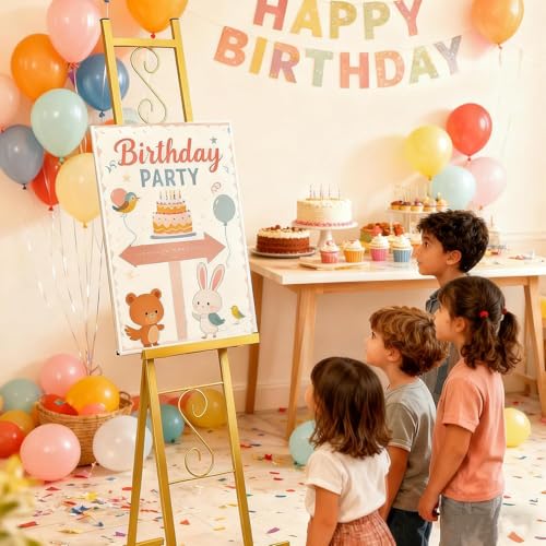 58" Gold Easel Stand for Sign, Metal Easel with Chain Support for Painting - style: 2pack-Gold