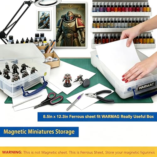 2 Pack, White Metal Sheets with Adhesive-8.5” x 12.3”, Ferrous Sheet for Magnets Receptive, 40 Mil Magnetic Miniatures Organization – Fits Standard US Really Useful Box - color: White, size: 8.5"x12.3"