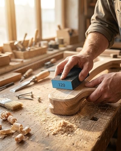 12Pcs Sanding Block Sponge Set, Reusable Sandpaper for Wood & Drywall - color: Deep Blue