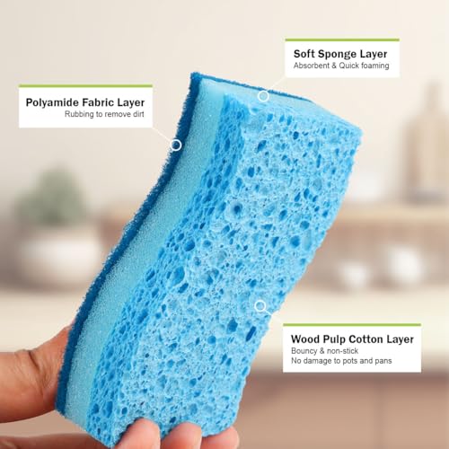 AIDEA Sponges Kitchen-24Count, Non-Scratch Scrub Sponge, Sponge for Dishes - color: Light-blue-standard