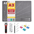 Mandala Crafts Self-Healing Black Gray 12" x 18" A3 Sewing Cutting Mat Kit - color: Black Combo, size: 12 x 18 Inches Mat Combo