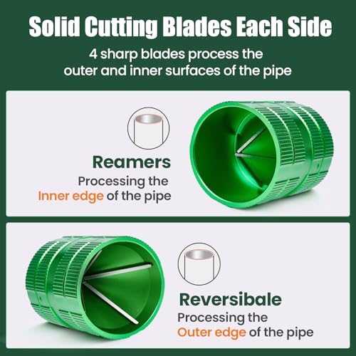 Super Stars Pipe Reamer Tool with 4 Blades - 1/4–1-5/8 inch Inner & Outer Deburring Tool for Copper, PVC, PPR, Brass, Aluminum, and Stainless Steel Tubing - style: 4 Blades