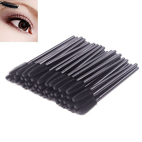 BIHRTC Pack of 100 One-Off Disposable Silicone Eyelash Mascara Brushes - color: Black