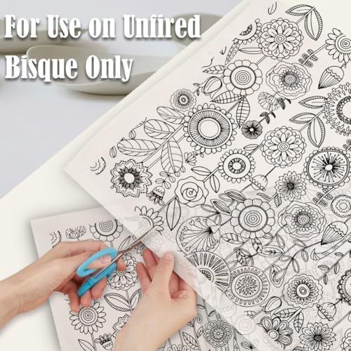 SUPERDANT 4PCS Flower Underglaze Paper Transfer for Pottery Sunflower Plant - style: Abstract Flowers