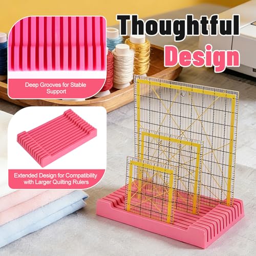 Storage Rack for Quilting Rulers 6“* 10“-12 Slot Ruler Holder Organizer and Storage for Storing Sewing rulers (1 Pack-Pink)