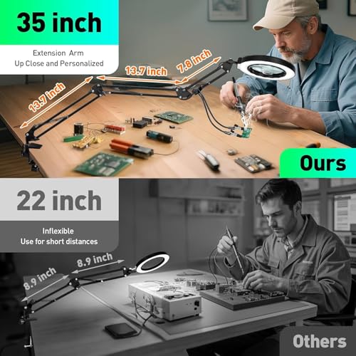 12X 30X Magnifying Glass with Light and Clamp, Soldering Helping Hand - color: Black, size: 12X 30X