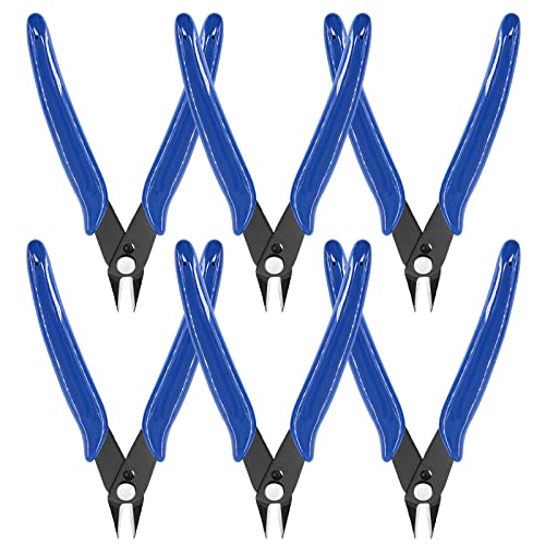 6Pcs 5 Inch Micro Wire Flush Cutters, Precision Plastic Model Flush Cutter Side Cutting Pliers, Ultra Sharp Flush Nippers Tool For Electronics Industry/Jewelry Processing/Hobby Model Making