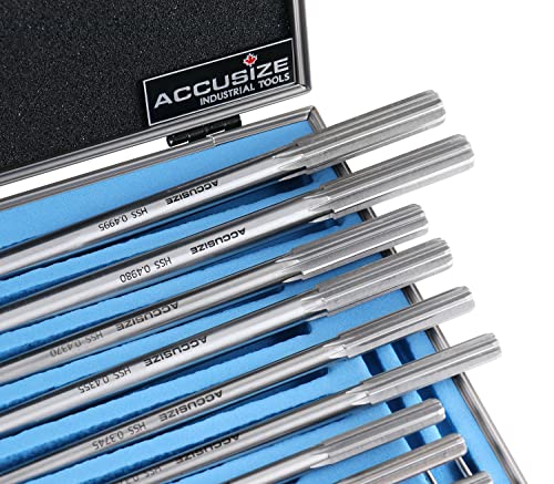 Accusize Industrial Tools Chucking Reamer Set, 0.1230" to 0.4995", 14 Pc - size: 0.1230" thru 0.4995"