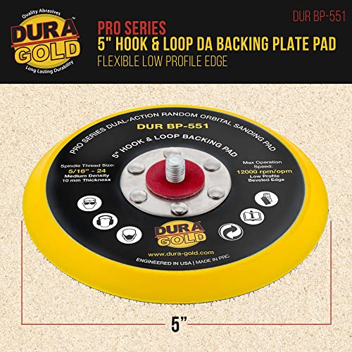 Dura-Gold Pro Series 5" Hook & Loop DA Backing Plate Pad - Low Profile - style: Hook & Loop (Medium Profile)