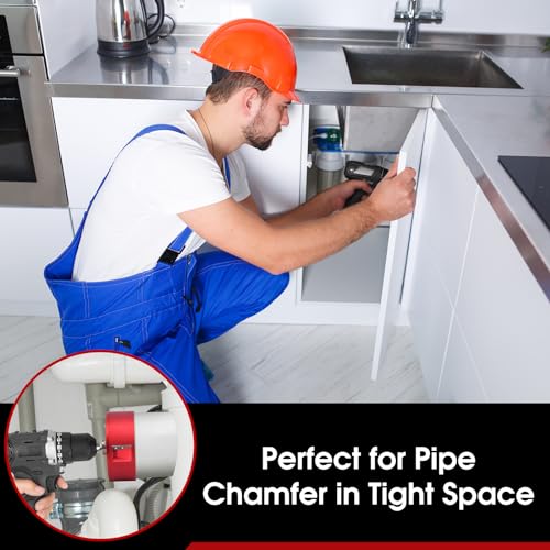 4 Inch PVC Pipe Beveling Tool with 3 Steel Blades, PVC Deburring Tool, PVC Chamfer Tool, Pipe Reamer Plumbing Tool for PVC, CPVC, ABS, PP, PE