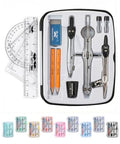 Mr. Pen- Geometry Set, 13 pcs, 3 Metal Compasses, Protractor, 6" Ruler - color: Black
