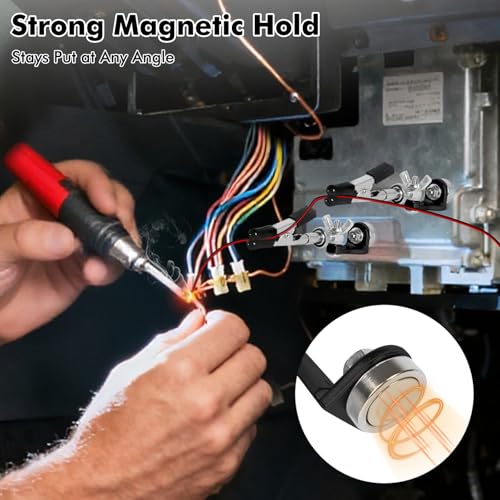 NOEVSBIG Helping Hands Soldering Station with 3.9" x 3.9" Stable Base, 360° Adjustable Soldering Clamp Tool 4 Flexible Magnetic Arms PCB Holder for Soldering Wires, Cables & Connector Repair