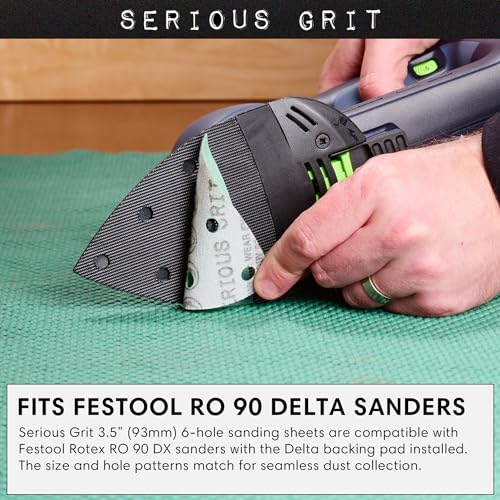 Serious Grit - 93mm 6-Hole P60 Grit Triangle Sanding Sheets - 25 Pack Box - style: 60 Grit