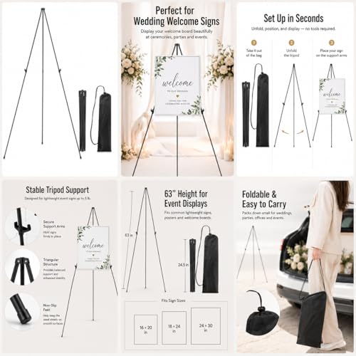 RRFTOK 63 Inch Easel Stand for Sign, Poster Stand and Wedding Sign - style: 63B