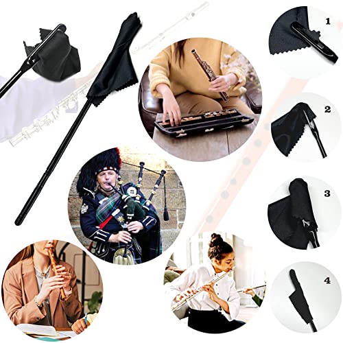 Flute Cleaning Kit Flute Cleaning Rod with 4pcs Flute Cleaning Cloth Flute Cleaning Swabs Flute Polishing Cloth Flute Stick Flute Cleaner Flute Cleaning Tools for Flute maintenance tools, black - color: Rod with 4pcs Flute Cleaning Cloth