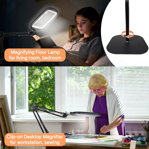 30X 10X Extra Large Floor Magnifying Glass with Light and Stand Hands Free