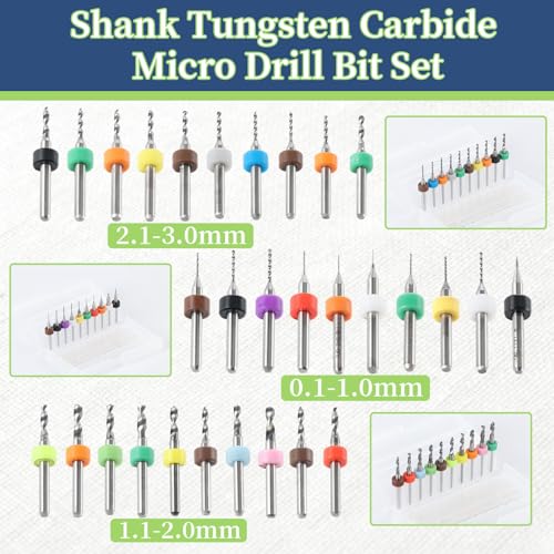 30Pcs Shank Tungsten Carbide Micro Drill Bits Set (0.1-3.0 mm)