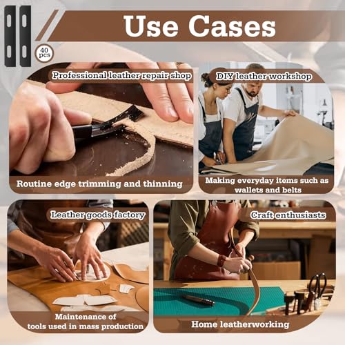 40-Pack 3002-00 Leather Skiver Replacement Blades, for 3025-00 & 3001-00