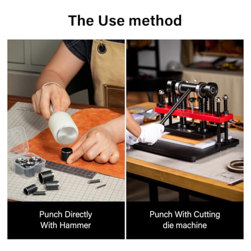 WUTA Leather Hole Punch Set, 29PCS High Carbon Steel Circle Hole Punch Cutter with Cutting Mat, Precision Die-Casting Design for Leather, Rubber, Canvas, Cork (0.04"-0.98") - size: 29 size + 1 Mat