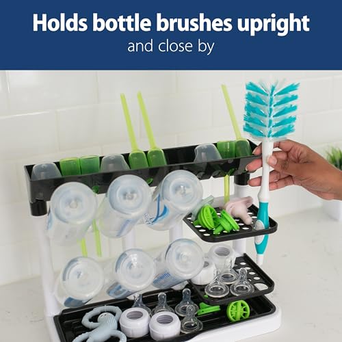 Dr. Brown's Drying Tower, Stand-Up Drying Rack, Countertop Baby Bottle Drying with Organized Storage for Baby Essentials, Space Saving Vertical Rack, Blue/White - size: Countertop, style: Blue/White Stand-Up Drying Rack