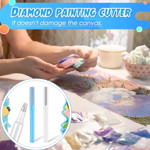 Tarpop 2 Pcs Ceramic Blade Cutter Pen, Diamond Painting Knife, Blue, White - color: Blue, White