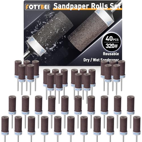 Sanding Drums Sandpaper Sticks Set for Rotary Tool with 1/8 Inch Shank (320 Grit) - size: 320 Grit