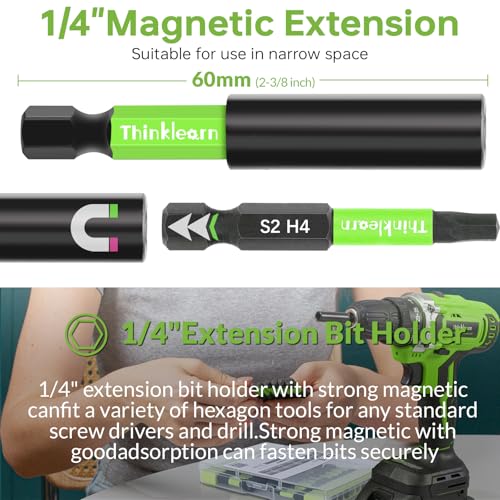 20pcs (Metric&SAE) Impact Hex Head Bits, 2" Allen Wrench Drill Bit Set - color: Green, size: 2" Hex Bits