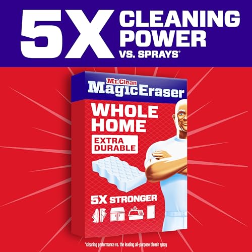 Mr. Clean Magic Eraser Sponge, All Purpose Cleaner, Cleaning_Scrubber, Wall, Sneaker,Kitchen,Bathroom,Shower Cleaner,Cleaning Supplies,Melamine Sponge,Cleaning Pads,Extra Durable, 9 Count (Pack of 2) - size: 9 Count (Pack of 2), style: Upgraded Version