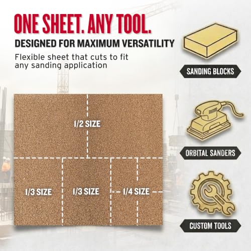 Sandpaper Sheets General Purpose Combo Pack, 9x11, 120/180 Grit, 10 Pack - style: Fine