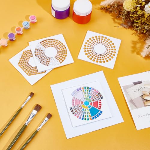 BENECREAT 4Pcs Acrylic Journal Stencils, Handmade Flexible Record Template, Planner Stencil for Bullet Journaling, Reusable Calendar Planners, Durable Writing & Drawing Tools - style: Square