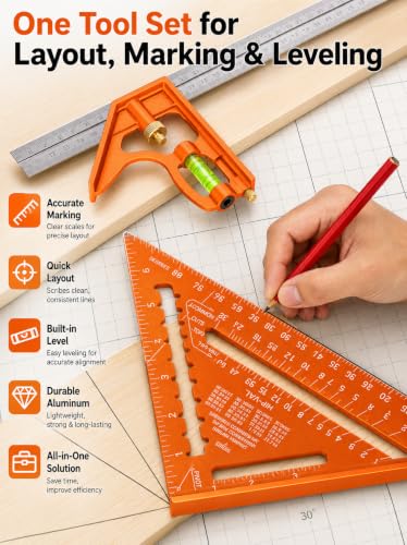 Matework Combination Square 7" 12" Carpenter Square Woodworking Carpentry