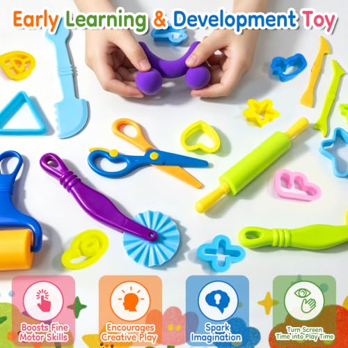 108 PCs Dough and Clay Play Tools Alphanumeric Kit for Kids Ages 4-8 - size: Pack of 108