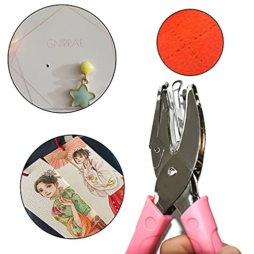 Handheld Hole Paper Punch Puncher with Pink Soft Handheld Grip