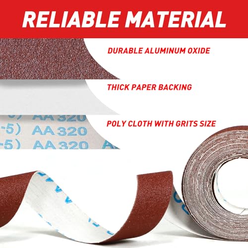 Emery Cloth Roll 400 Grit 1" x 98' for Metal & Wood - size: 400 Grit