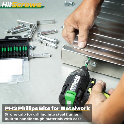 PH3 Anti-Slip Phillips Bits 4 Inch, 10 Pack – Long Magnetic S2 Tool Steel Impact Driver Bits #3 with CNC Machined Tip, Laser Grip for Power Drill and Heavy-Duty Construction - size: 4 Inch, 10 Pack, style: PH3