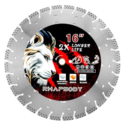 RHAPSODY 16Inch Laser Welded Diamond Saw Blade,V-Segmented General Purpose - size: 16''