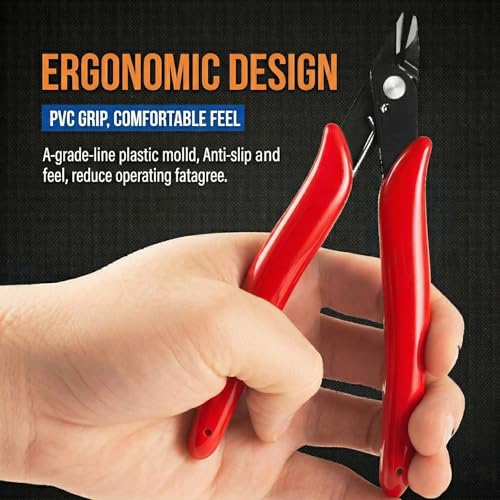 Precision Flush Cutter: 5-Inch Micro Wire Clipping Tool for Jewelry Making, DIY Crafts, and Electronics - Professional Mini Side Snips for Plastic Models, Zip Ties, and Hobby Projects (Red) - color: Red