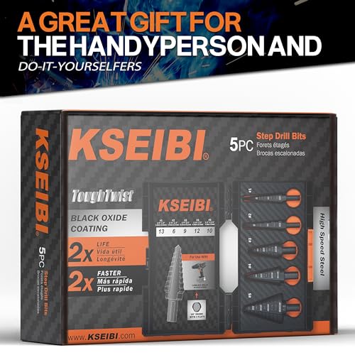 KSEIBI Industrial Grade Unibit 5-Pieces Step Drill Bits Set - size: #1-#5 (1/8-1 3/8 inch)