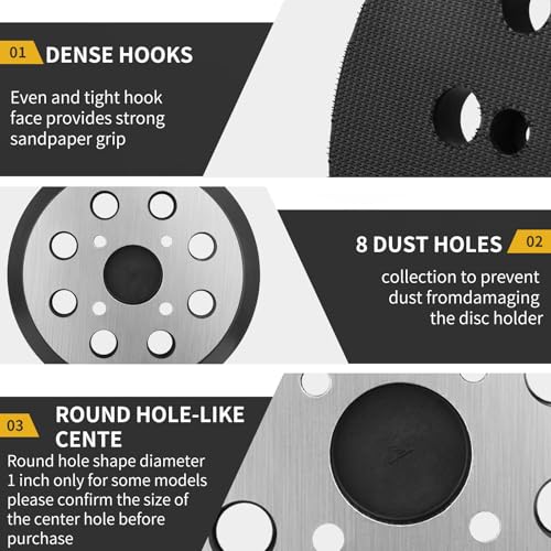 3 Pack 5" 8 Hole Replacement Sander Metal Pad Compatible with Milwaukee 6021-21 6034-21 2648-20 2648-21 Orbital Sander Hook and Loop Replacement Part #51-36-7100 (4 Screw Holes Sander Pads) - style: Metal Pad 3 PACK
