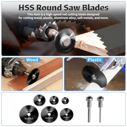8 Pcs HSS Saw Blades Cutting Wheel Set, Blackening, with 2 Mandrels - style: Blackening HSS 6+2