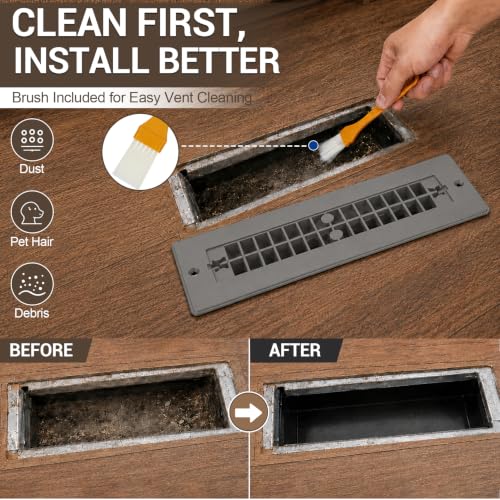 Aluminum RV Floor Vent Cover 2"x10", Magnetic Removable Cover, 1 Pack-Gray - color: Gray-1 Pack