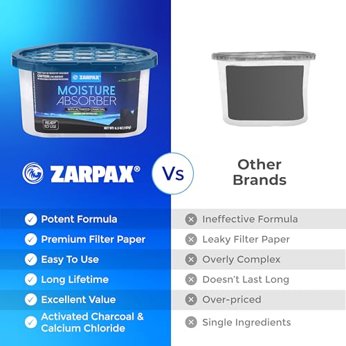 ZARPAX Moisture Absorber Activated Charcoal 6.5 oz - Set of 6 - size: 6.5 Ounce (Pack of 6), style: Activated Charcoal