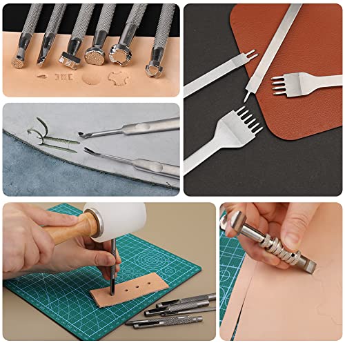 Jupean Leather Working Tools: Leather Tools for Leathers Working Kit - size: 70 Pcs