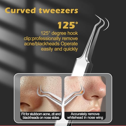 WSYUB Professional Blackhead Tweezers,Ingrown Hair Removal Kit - color: Starlight Silver