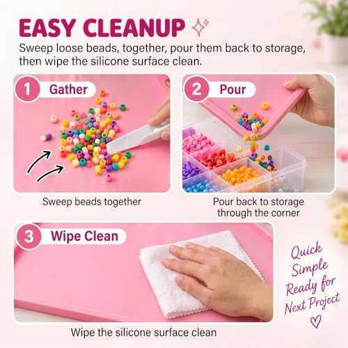 Large Fuse Bead Pegboard Mat 18.9 x 15 in, Silicone Non-Slip Craft Tray Mat - color: light pink