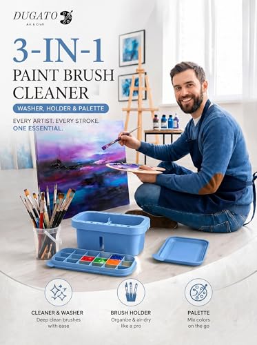 DUGATO 3-in-1 Paint Brush Cleaner, Brush Basin Washer, Blue - color: Blue