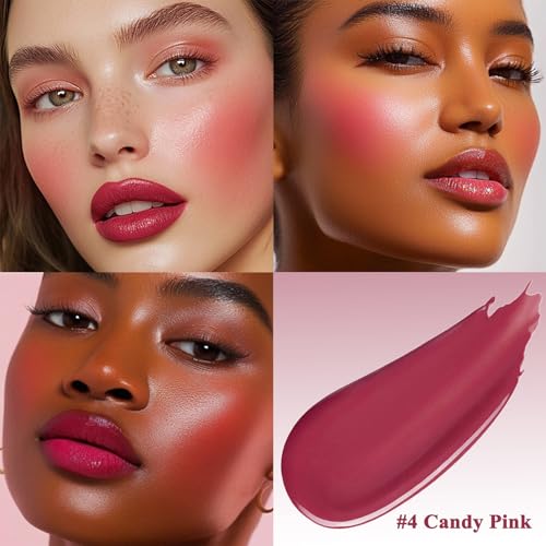 Liquid Blush for cheeks, High Pigment Buildable Long Lasting Blush Cream for radiant flushed cheeks, Natural Dewy Finish (#5 Warm brick, 1 PC) - color: #5 Warm brick