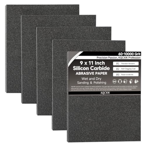 12-Sheet Premium 60 Grit Wet Dry Sandpaper, 9 x 11 Inch - color: 60Grit, size: 9x11inch