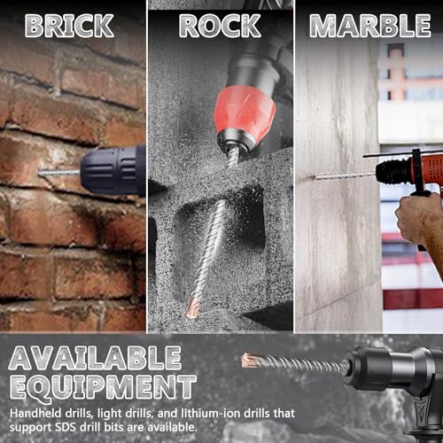 2PCS SDS Plus Rotary Hammer Drill Bits, 3/4"×12" （19mm×310mm） - 4 Carbide Cutting Edges & Coated Head, Ideal for Masonry| Heavy-Duty Masonry |Hammer Drill Bits for Precision Drilling - size: 2PCS-3/4"×12" （19mm×310mm）